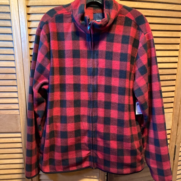 Basic Edition Red & Black Checkered Fleece Jacket - Picture 1 of 12